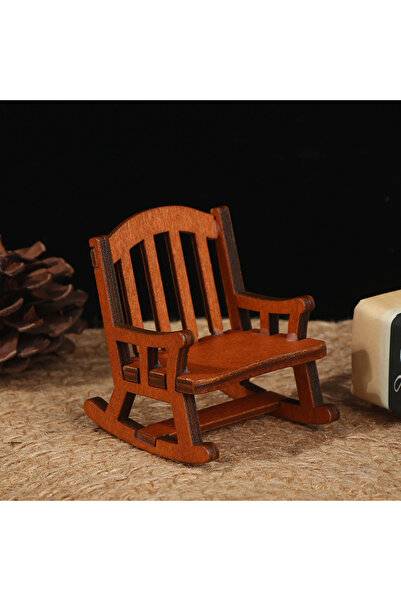 Choice قطعة واحدة من كرسي هزاز خشبي مصغر لبيت الدمى بمقياس 1/12، من إكسسوارات...