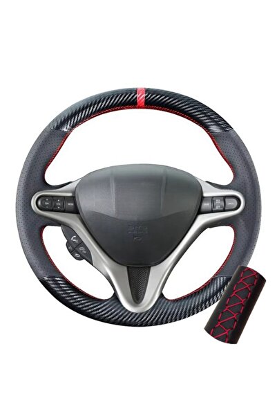 Choice غطاء عجلة قيادة من ألياف الكربون بخيوط حمراء لهوندا سيفيك 8 موديلات 20...
