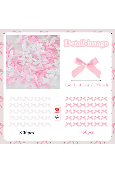 Choice مجموعة أخرى من 60 قطعة من شرائط الزينة الصغيرة باللونين الوردي والأبيض...