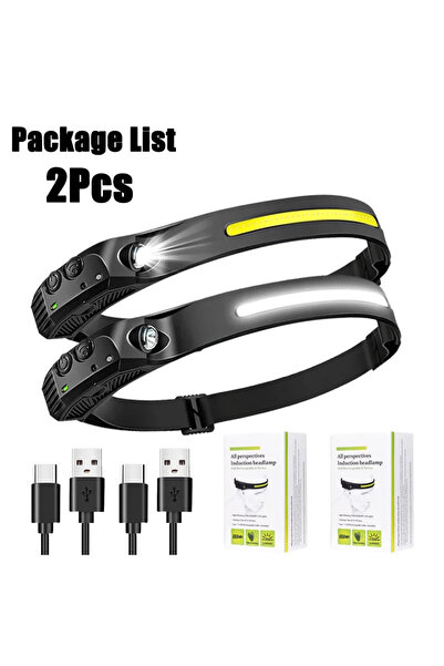 Choice3 مصباحان رأس مزودان بمستشعر من XIWANGFIRE، قابلان لإعادة الشحن عبر منف...