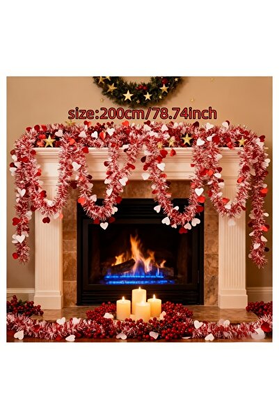 Choice 1pcs Valentines Day Red Pink Metallic Garland Valentine's Day Decor fo...