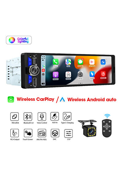 Choice1 مشغل MP5 ستيريو لاسلكي 1DIN بشاشة TFT LED مقاس 6.5 بوصة، يدعم نظامي ا...