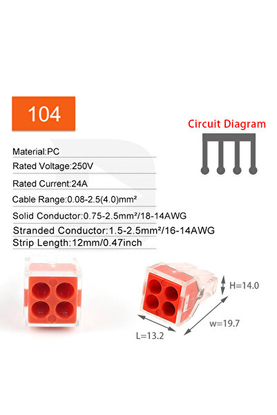 Choice 25 PCS 104 DIY GO 102/104/106/108 Universal Compact Wire Connectors Pu...