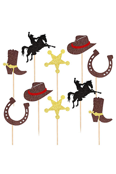 Choice1 10pcs Cake Topper 10/20pcs Cowboy Party Decorati Cake Toppers Glitter...