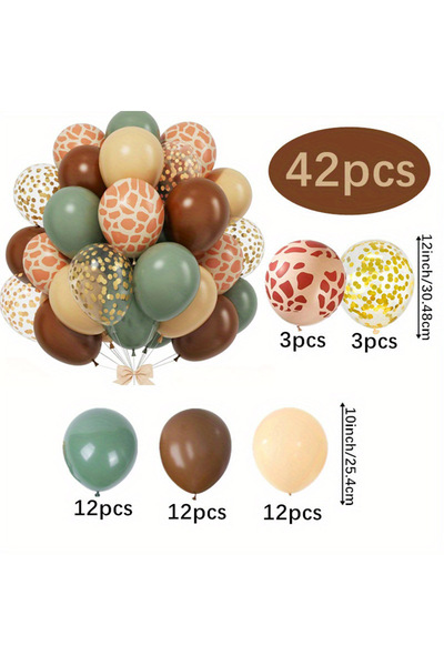 Choice 12INCH 42pcs Sage Green Giraffe Print Gold Confetti Ballo for Kids Woo...