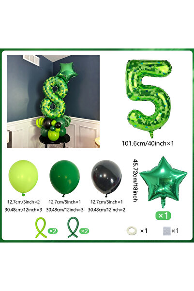 Choice 40inch 5 40 inch green pixel digital balloon set (0-9) pentagram alumi...