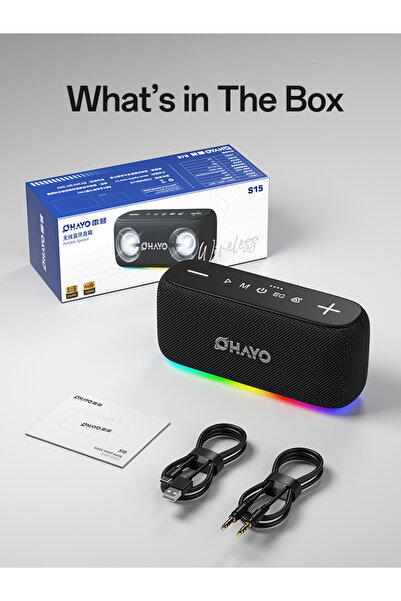 Choice مكبرات صوت بلوتوث سوداء من OHAYO، مقاومة للماء، صوت قوي بقوة 60 واط، م...