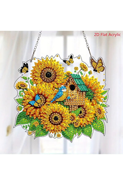Choice 13x14 WHITE 2D flat, vibrant sunflower and birdcage diamond art set - ...