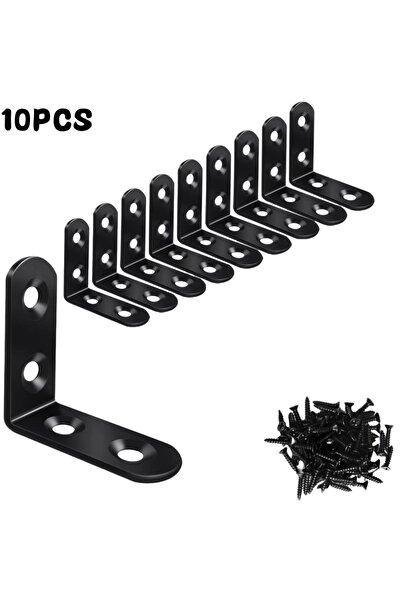 Choice9 L-Black 40X40 10pcs 30/50pcs Black Stainless Steel L Brackets with Sc...