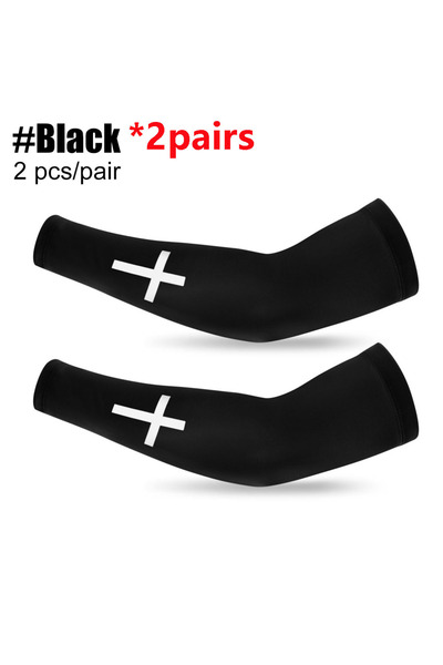 choice2 Black-2Pairs 2Pairs Christian UV Cooling Compression Arm Sleeves - Su...