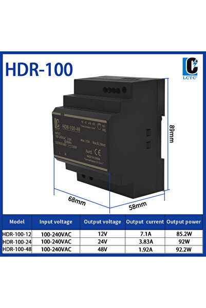 Choice14 مزود طاقة تبديل HDR-100 LCTC HDR بجهد 24 فولت، بقدرة 15 واط، 30 واط،...