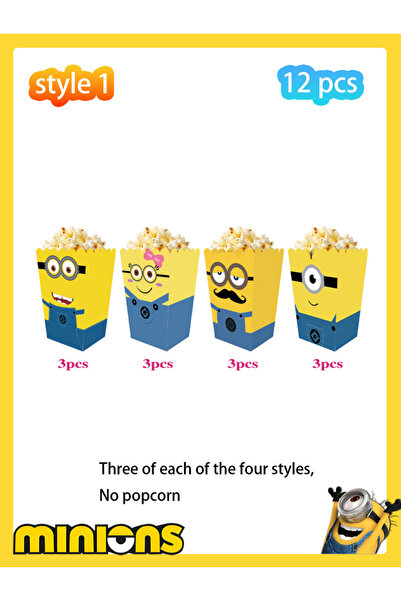 Miniso Other style1 10/12 PCS Minions birthday party supplies, popcorn bucket...