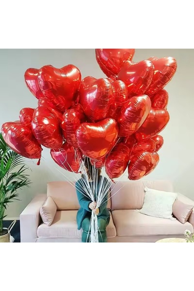 Choice بالونات قلب أحمر مقاس 18 بوصة، 50/100 قطعة، بالونات قلب أحمر من رقائق ...