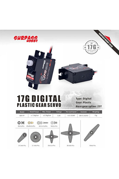 Choice 1PCS SURPASS HOBBY 17G Plastic Gear Mini Micro Digital Servo for 1/18 ...