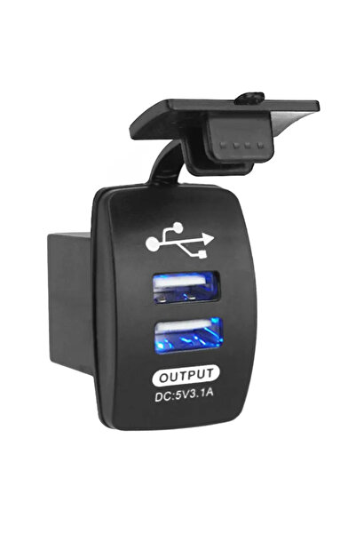 choice2 شاحن سيارة ودراجة نارية مزدوج USB أزرق اللون، يعمل بجهد 12-24 فولت، و...
