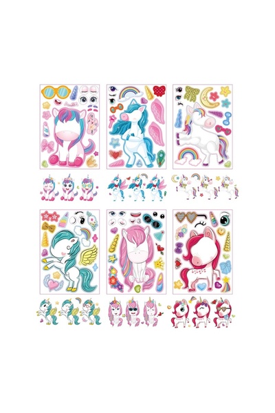 Choice 15x21cm 12 sheets 12pcs / Lot Magic Unicorn Make Your Own Face DIY Puz...