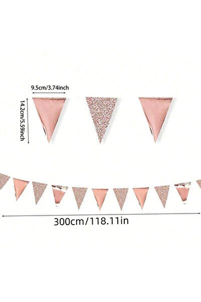 Choice Champagne Gold Rose Gold Party Decoration, Rose Pink Triangle Pennant ...