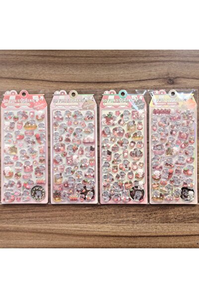 Choice 4 أوراق، 4 قطع من ملصقات الدببة والفراولة ثلاثية الأبعاد باللون الوردي...