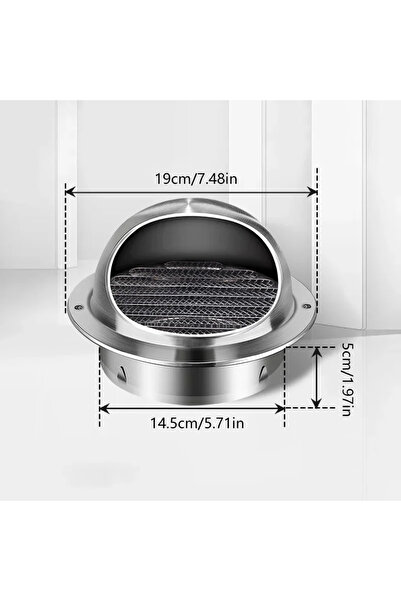 Choice3 غطاء شفاط جداري من الفولاذ المقاوم للصدأ، قطر 150 مم (100/150 مم)، فت...