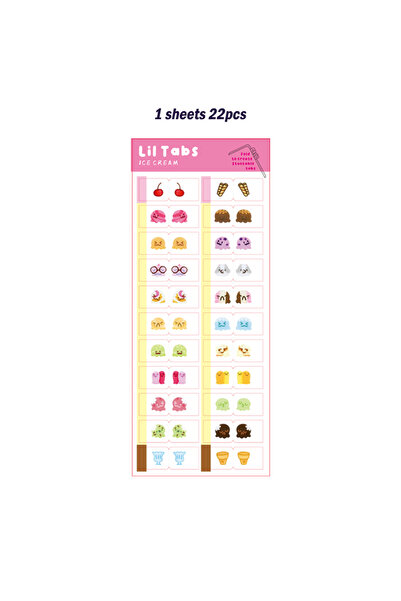 Choice 1 sheets 22pcs 22/44pcs Cute ice cream Themed Decorative Index Tabs & ...