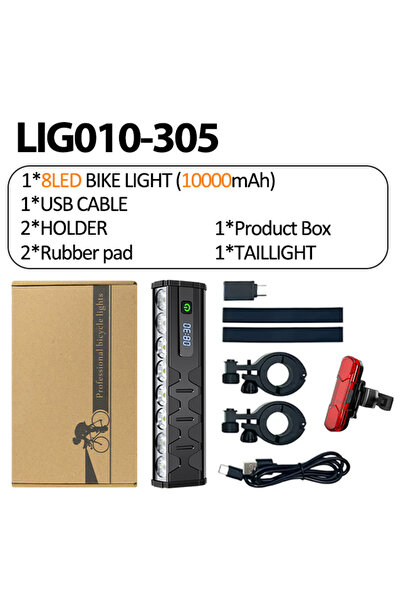 Choice مصباح دراجة LIG010-305 4/8 LED أمامي عالي الإضاءة، مزود ببطارية 10000 ...