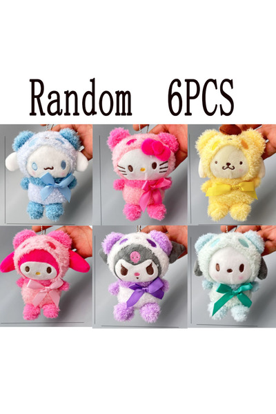 Choice مجموعة عشوائية من 6 قطع من دمى سانريو القطيفة، شخصيات كاواي هيلو كيتي،...
