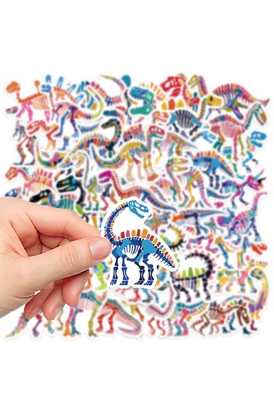 Choice ٥٠ قطعة من ملصقات الديناصورات وعظام التنانين الملونة، مناسبة للأمتعة، ...