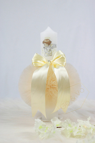 GoVo Kids Lumanare de botez, Ingeras cu Tulle, 35x7 cm