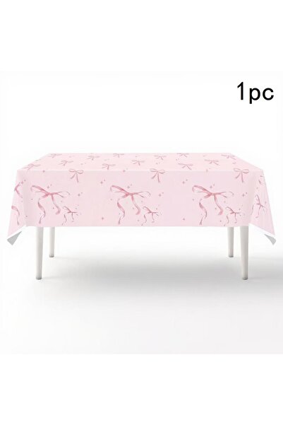 Choice مفرش طاولة مزين بفيونكة وردية اللون، مناسب للحفلات الخارجية، وحفلات أع...
