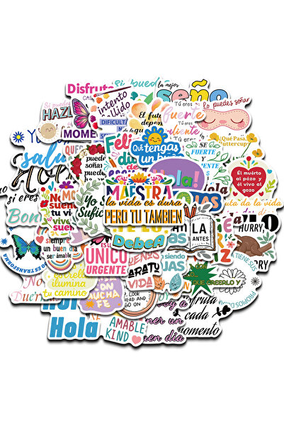 Choice ٥٠ قطعة من ملصقات تحفيزية إسبانية، مناسبة للحقائب، وسجلات القصاصات، ود...