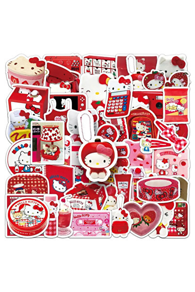 Choice ٥٠ قطعة من ملصقات هيلو كيتي الحمراء اللطيفة بنمط إنستغرام، ملصقات كرتو...