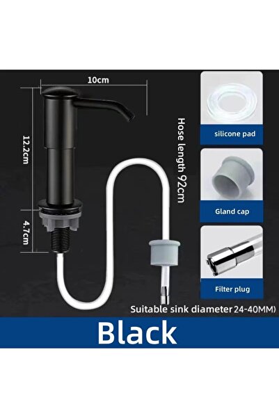 Choice موزع أطباق أسود اللون، يُوضع على سطح طاولة المطبخ، مزود بأنبوب تمديد و...