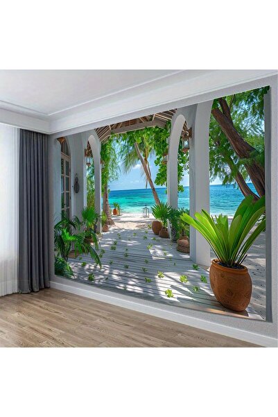 Choice5 نسيج جداري ثلاثي الأبعاد متعدد الألوان بمقاس 210 × 400 سم، يصور منظرً...