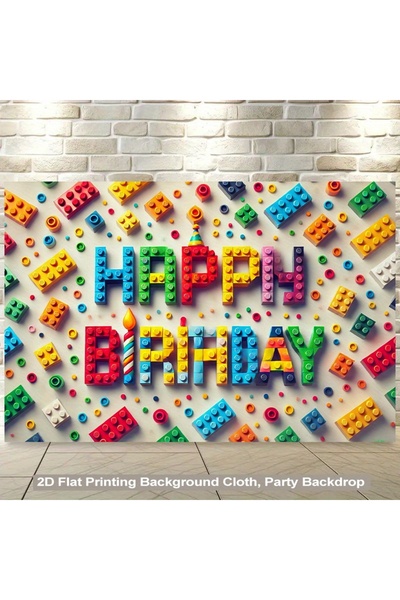Choice1 150X100 MULTI 2D flat, 1 piece Lego birthday background banner, suita...