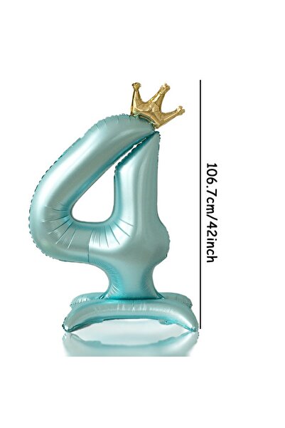 Choice 42inch Number 4 42inch 0-9 Blue Crown Number Balloons Princess Theme H...
