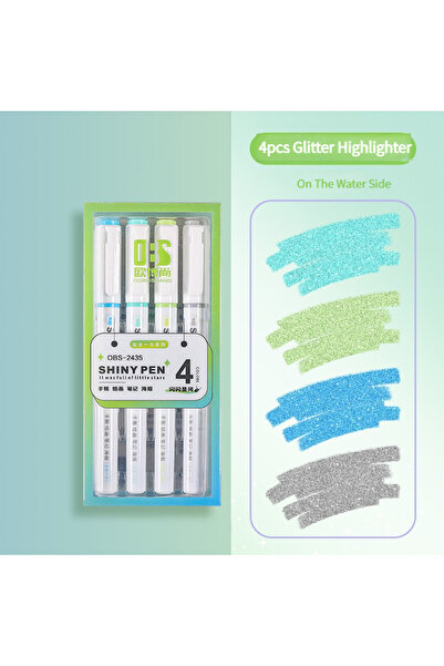 Choice Green Shiny Pen Set 4 Pcs/Set Glitter Highlighters Pen Fine Flash Mark...