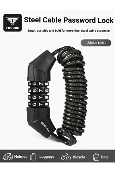 Choice قفل خوذة أسود للدراجات النارية من TOSUOD، محمول ومضاد للسرقة، برقم سري...