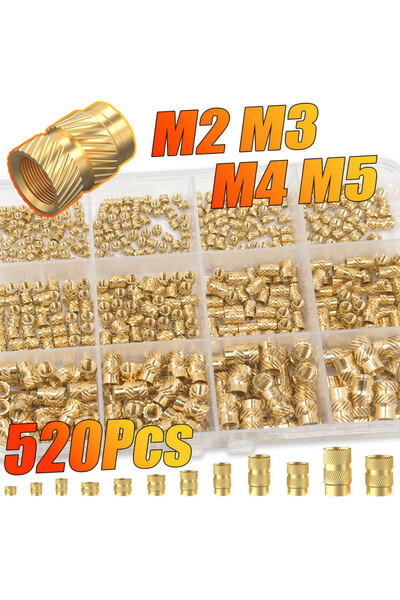 Choice 520Pcs M2 M3 M4 M5 Brass Threaded Inserts Kit for 3D Printing, Heat-Se...