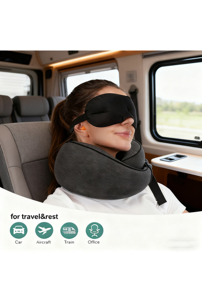 Choice black 1pc Travel Pillow, Pure Neck Pillow, Comfortable & Breathable Co...