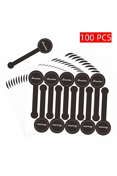 Choice 100 قطعة من ملصقات التغليف الطويلة السوداء الإسبانية - ملصقات لاصقة "G...