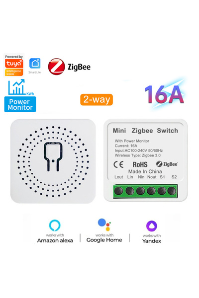 Choice مفتاح تحكم ذكي صغير 16 أمبير بتقنية واي فاي/زيجبي مع مراقبة الطاقة، 16...