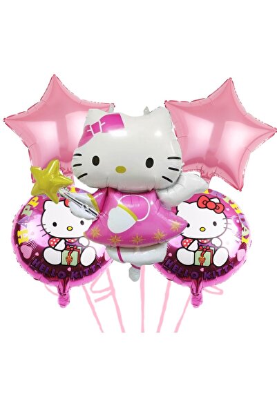 Miniso بالونات كما هو موضح - 5 قطع بالونات زينة هيلو كيتي لحفلات البنات، بالو...