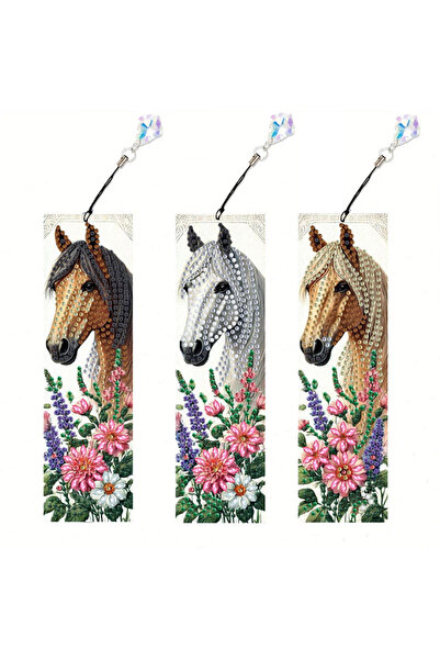 Choice SQ052 مجموعة من 3 قطع من لوحات الماس على شكل حصان، فواصل كتب فنية، صائ...