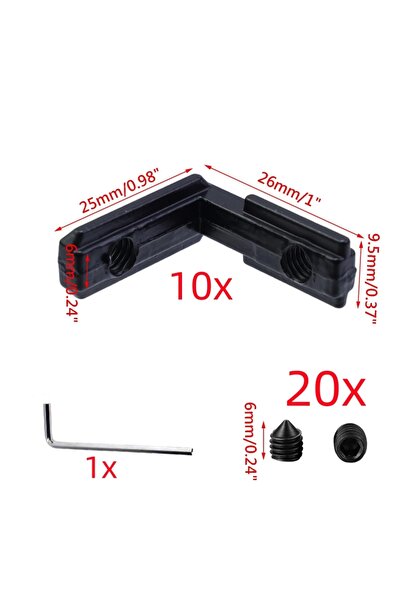 Choice Black-10set Silver/Black 10sets EU2020 Corner Bracket L-Type Internal ...