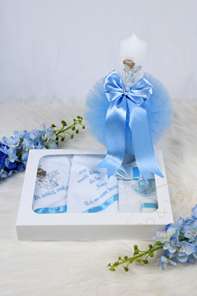 GoVo Kids Set complet trusou botez cu lumânare, Inger "Cu mult drag de la nas...