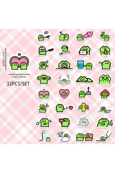 Choice ملصقات ضفدع كرتونية من دي جيه-435، 32 قطعة، مقاس 6×5.2×0.5 سم، لتزيين ...