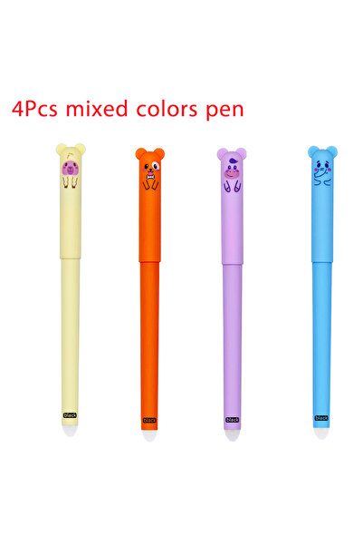 Choice مجموعة أقلام جل قابلة للمسح من ليتل بير، 4 قطع، لون أزرق/أسود، مع رؤوس...