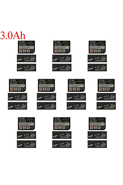 Choice 10 مجموعات من ملصقات بطاريات ليثيوم أيون BL1830 سعة 3.0 أمبير/ساعة، 18...