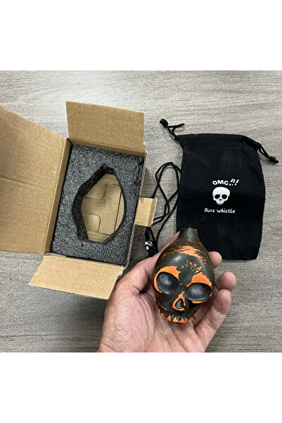 Choice Orange Black 1pc Aztec Death Whistle | Antique Style Ceramic Wind Inst...