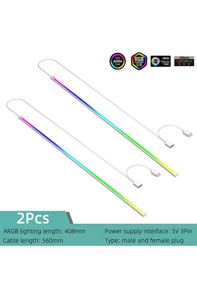 Choice 2PCS 5V 3pin Addressable ARGB PC Case Decorative Light 40cm Strip Soft...